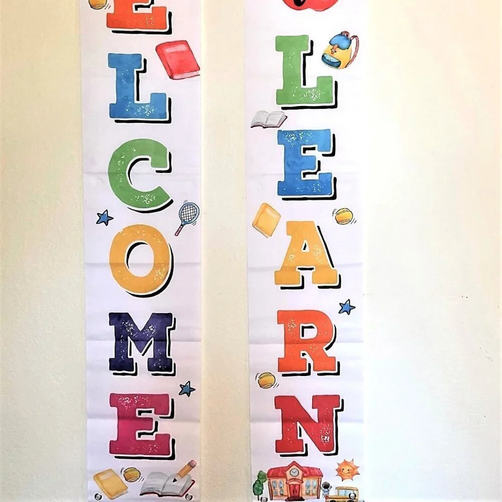 WELCOME BACK TO SCHOOL HANGING BANNERS -READY TO LEARN DOOR WALL SIGN CLASSROOM